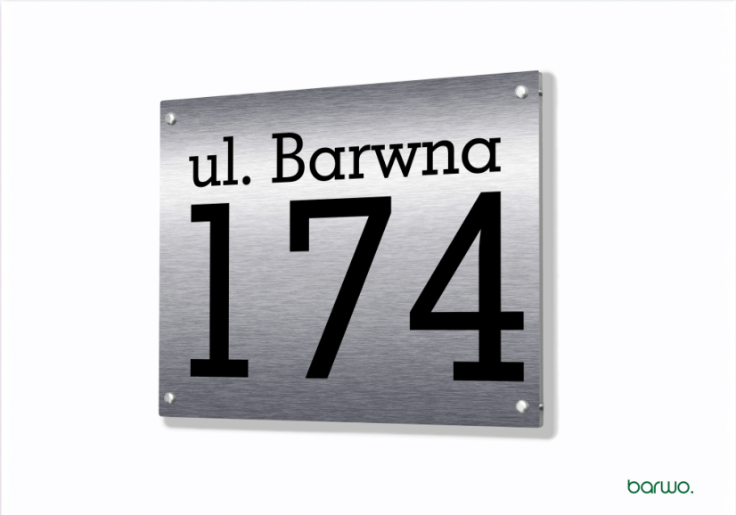 Tabliczka adresowa na dom jednorodzinny – srebrna odporna na warunki, wzór (art. 104-0008)