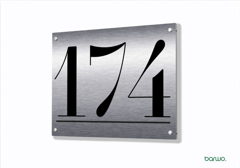 Tabliczka adresowa personalizowana - numer domu, srebrna, wzór (art. 104-0016)