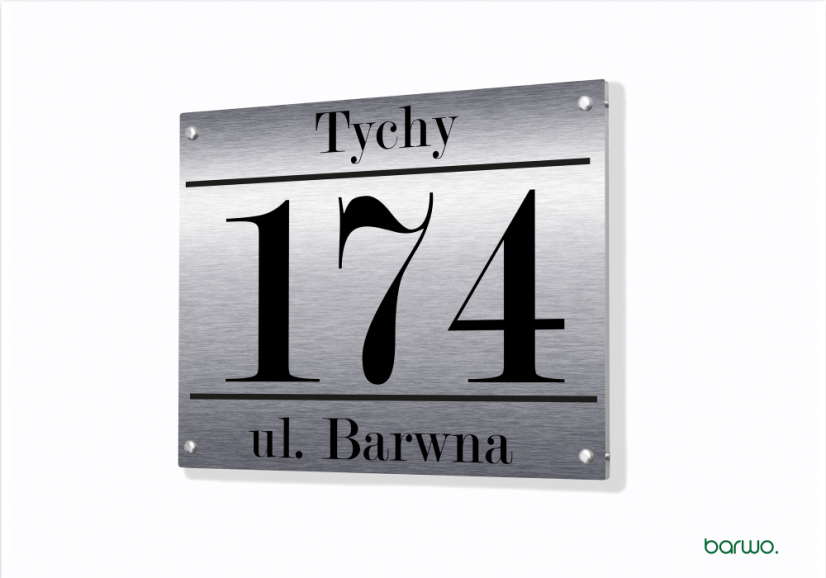 Tabliczka adresowa z nazwą miejscowości - srebrna, wzór (art. 104-0025)