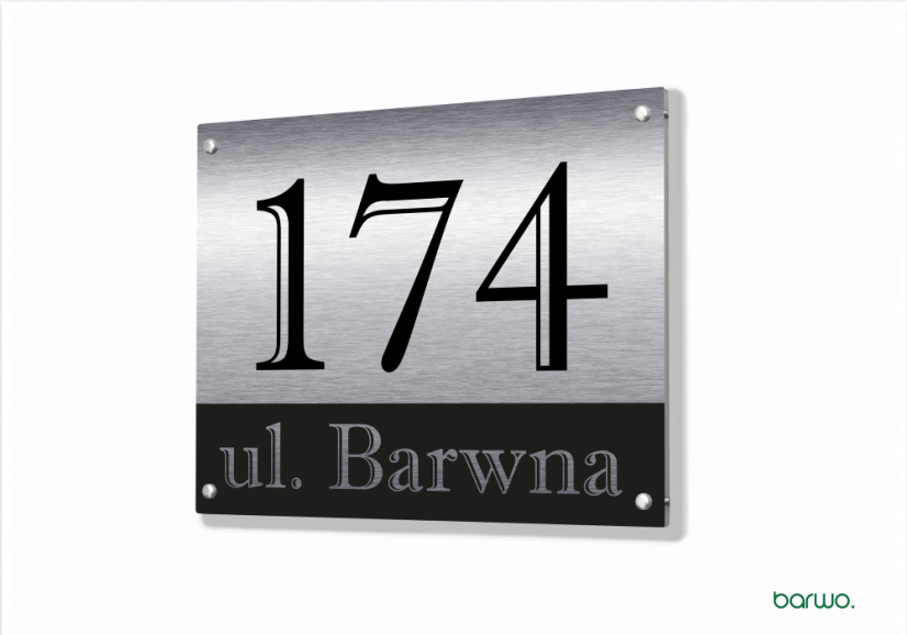 Aluminiowa tabliczka adresowa – z numerem domu i ulicą, wzór (art. 104-0030)