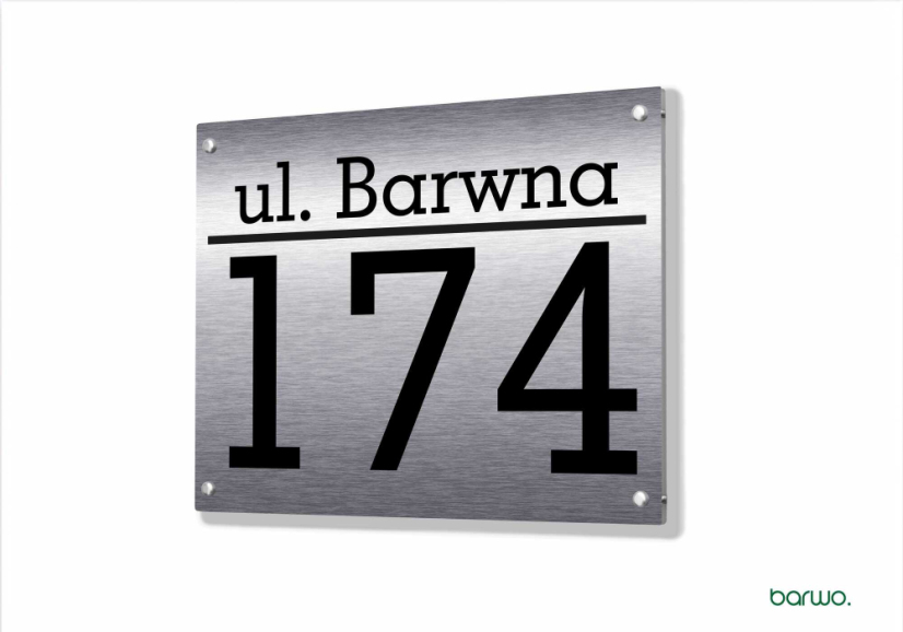 Tabliczka z adresem i ulicą - srebrna, personalizowana wzór (art. 104-0001)