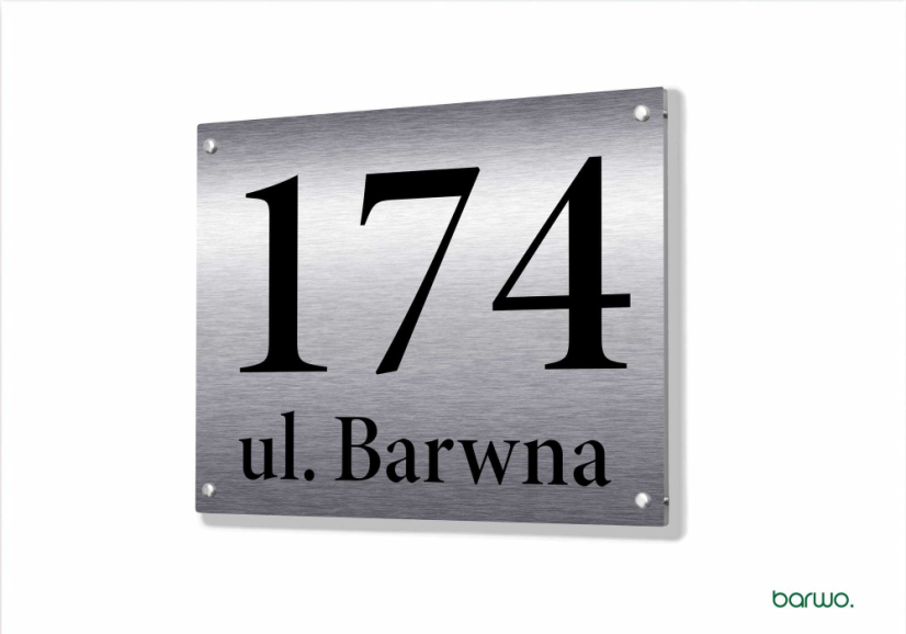 Tabliczka adresowa z numerem domu - srebrna, personalizowana wzór (art. 104-0003)