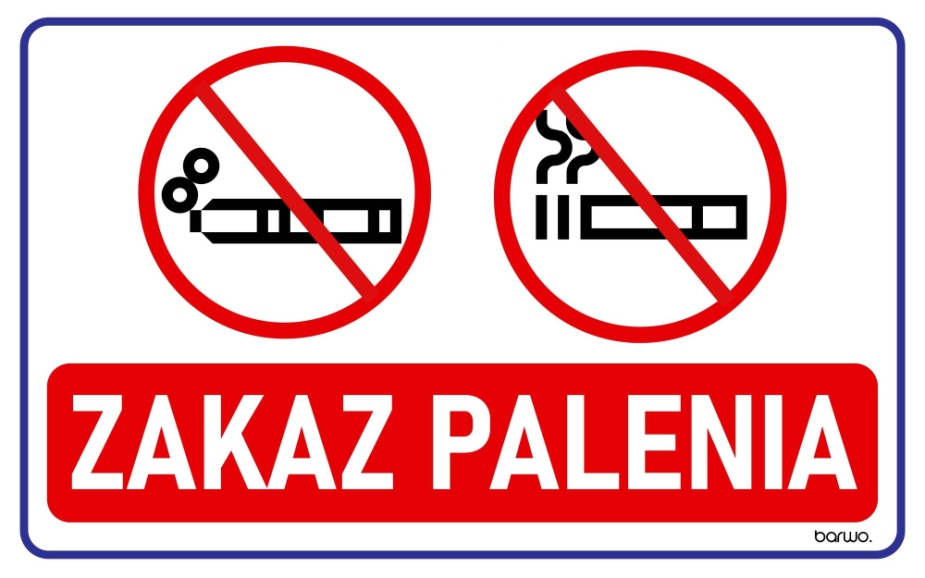 Tabliczka „Zakaz palenia na terenie obiektu” PCV 3mm 32x21cm (art. 111-0021)