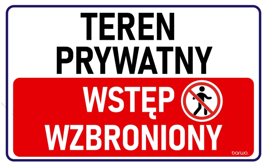 Tabliczka „Teren prywatny – wstęp wzbroniony” PCV 3mm 32x21cm (art. 111-0025)