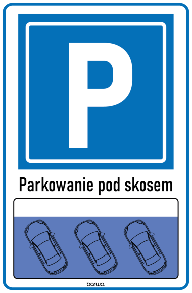 Tabliczka „Parkowanie pod skosem” PCV 3 mm 42x30cm